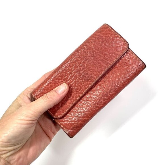 Tusk Front Flap Textured Leather Wallet Red/Tan 6" x 3.5" x 1" - Picture 10 of 10